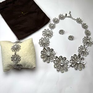 Kate Spade New York Floral Rhinestone Statement Necklace Bracelet Earrings Set